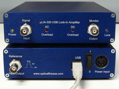 [uLIA-320 USB lock-in amplifier front & back]